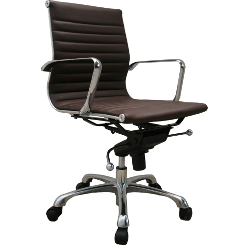 Comfy Low Back Office Chair in Brown Leatherette